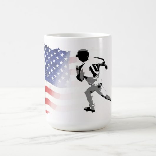 Eerste basisrun - Baseball Player en USA Flag Koffiemok (Center)