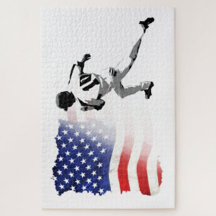Eerste basisrun - Baseball Player en USA Flag Legpuzzel