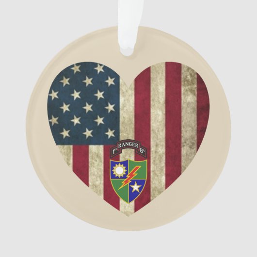 Eerste bataljon 75e Ranger Reg American Heart Flag Ornament (voorkant)