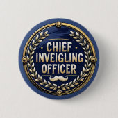 Eerste Bedrieglijke Officier Grappige Woordspeling Ronde Button 5,7 Cm (Voorkant)