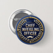 Eerste Bedrieglijke Officier Grappige Woordspeling Ronde Button 5,7 Cm (Voorkant /achterkant)