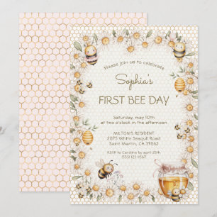 Eerste BEE-dag Honingbijen Madeliefjes Bloemen Ver Kaart