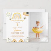 Eerste Bee Day Bumble Bee Meisjes Foto Verjaardag Kaart (Voorkant)