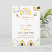 Eerste Bee Day Bumble Bee Meisjes Verjaardag Kaart (Staand voorkant)