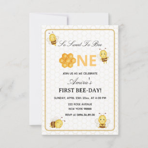 Eerste Bee Day gele honing 1e verjaardagsuitnodigi Kaart