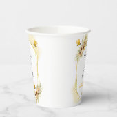 Eerste beendag meisje met botanische witte kopjes papieren bekers (Links)