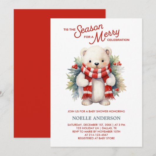 Eerste Beer Baby shower uitnodiging (Voorkant / Achterkant)