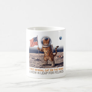 Eerste Bengaalse Kat op de Maan - Retro Ruimte Fel Koffiemok