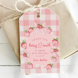Eerste Bes Cute 1e Verjaardag Aardbei Cadeautags Cadeaulabel