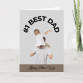Eerste Beste Papa Zoon Grijs Modern Gelukkig Vader Kaart (Voorkant)