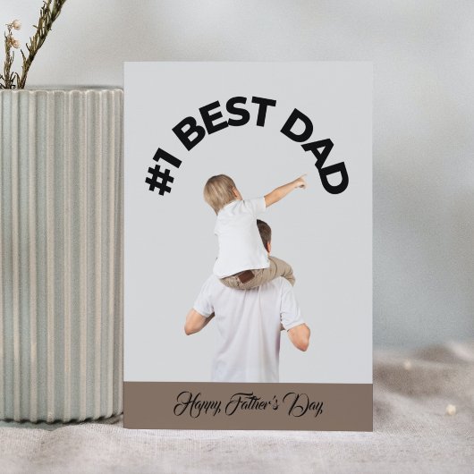 Eerste Beste Papa Zoon Grijs Modern Gelukkig Vader Kaart