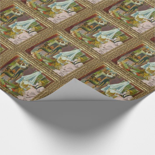 Eerste bezoek van de kerstman cadeaupapier (Hoek)