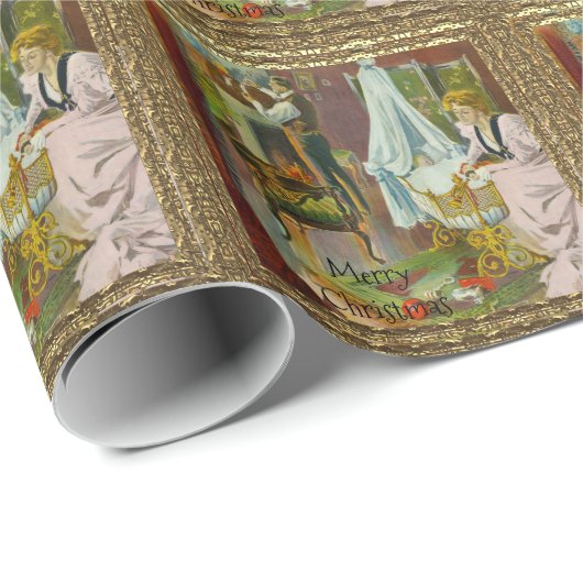 Eerste bezoek van de kerstman cadeaupapier (Rol Hoek)