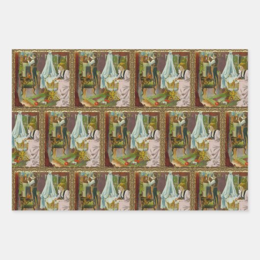 Eerste bezoek van de kerstman inpakpapier vel (Voorkant)