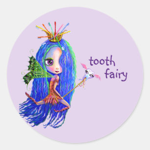 Eerste bezoek van de tewaterstaat Tooth Fairy Crow Ronde Sticker