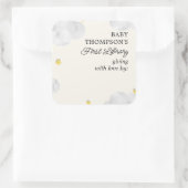 Eerste bibliotheekboekplaat voor baby Neutrale wol Vierkante Sticker (Tas)