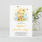 Eerste Bij-dag Bij Honing Bij 1e Verjaardagsuitnod Kaart (Staand voorkant)