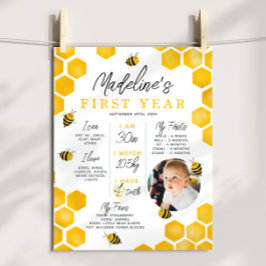 Eerste bijendag 1e jaar verjaardag mijlpaal perfect poster