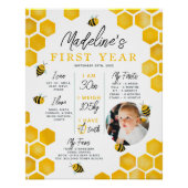 Eerste bijendag 1e jaar verjaardag mijlpaal perfect poster (Voorkant)