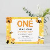 eerste bijendag 1e verjaardagsfeestje Uitnodiging (Staand voorkant)