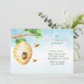 Eerste Bijendag honing bij Verjaardag Uitnodiging (Staand voorkant)