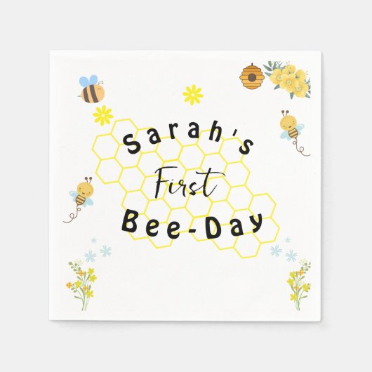 Eerste bijendag Honingbij verjaardag Servet (Voorkant)