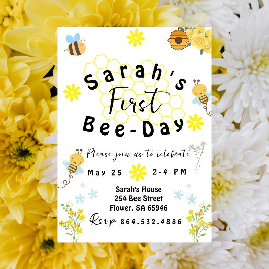 Eerste bijendag verjaardag kaart
