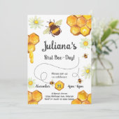 Eerste Bijendag Verjaardagsfeestuitnodiging Kaart (Staand voorkant)