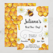Eerste Bijendag Verjaardagsfeestuitnodiging Kaart (Voorkant / Achterkant)