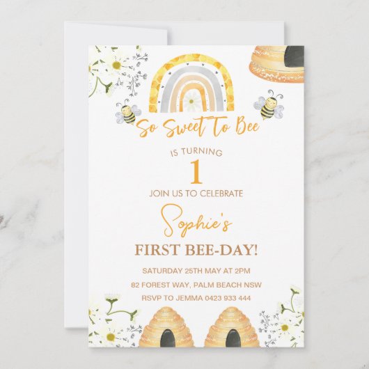 Eerste bijendag zo lief om jarig te zijn kaart (Voorkant)