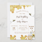 Eerste Bijenverjaardag Gele Bijen en Zonnebloem Kaart (Voorkant)