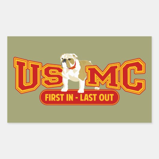 Eerste binnen, laatste uit rechthoekige sticker (Voorkant)