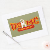 Eerste binnen, laatste uit rechthoekige sticker (Envelop)