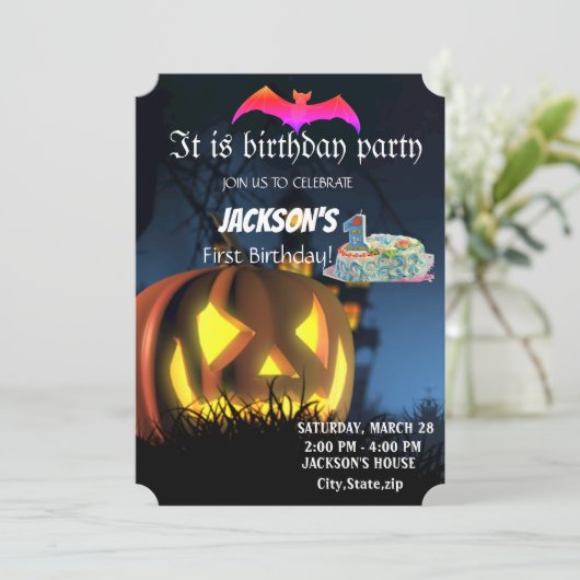 EERSTE BIRTHADAY-INVITATIE KAART (Staand voorkant)