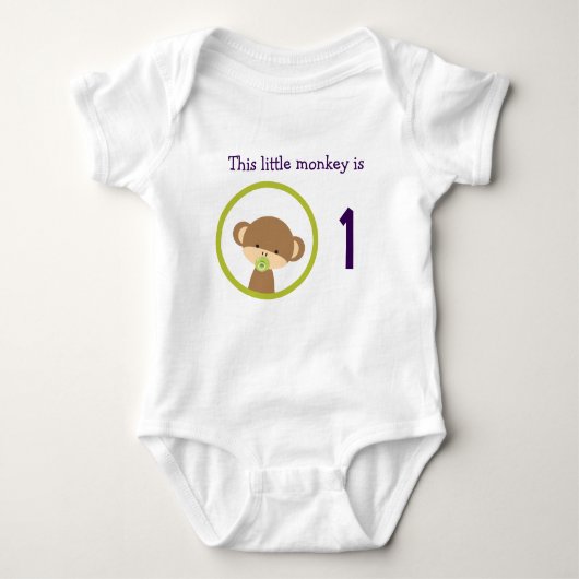 Eerste Birthday Baby Safari-aap met Pacifier Romper (Voorkant)