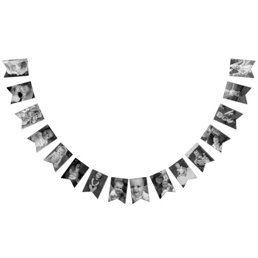 Eerste Birthday Black en White Photo Persoonlijk Vlaggetjes (Alle)