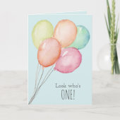 Eerste Birthday Blue Balloons Boy Greeting Kaart (Voorkant)
