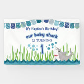 Eerste Birthday Blue Blauwgroen Shark Ocean Kind B Spandoek (Horizontaal)