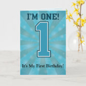 Eerste Birthday Boy, ik ben 1, groot blauw nummer Kaart (Gele Bloem)