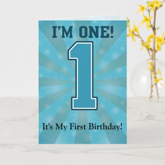Eerste Birthday Boy, ik ben 1, groot blauw nummer  Kaart (Gele Bloem)