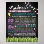 Eerste Birthday Chalkboard "Fairies" 16x20 Poster (Voorkant)