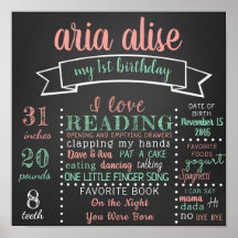 Eerste Birthday Chalkboard-Poster