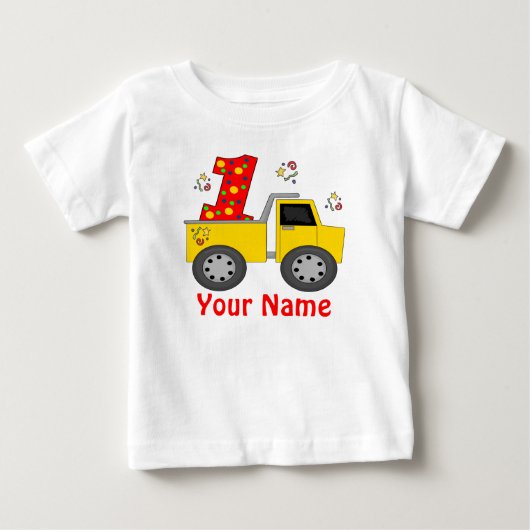 Eerste Birthday Dump Truck Persoonlijk Shirt (Voorkant)