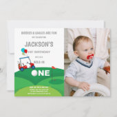 Eerste Birthday Golf-uitvindingen met foto Kaart (Voorkant)