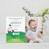 Eerste Birthday Golf-uitvindingen met foto Kaart (Staand voorkant)