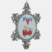 Eerste Birthday Grandson, Firetruck Tin Sneeuwvlok Ornament (Links)
