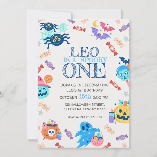 Eerste Birthday Halloween Party Invitation Kaart (Voorkant)