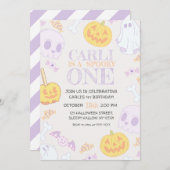 Eerste Birthday Halloween Party Invitation Kaart (Voorkant / Achterkant)