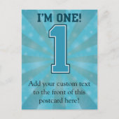 Eerste Birthday jongen, ik ben 1, Big Blue Number  Briefkaart (Voorkant)