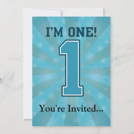 Eerste Birthday jongen, ik ben 1, Big Blue Number Kaart (Voorkant)
